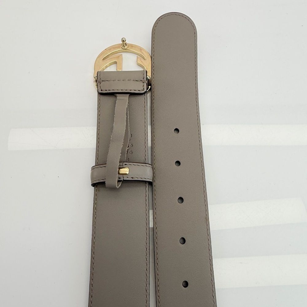 Authentic Gucci Gray Interlocking G Leather Belt Gold Buckle 546386 85/34 - Picture 8 of 9